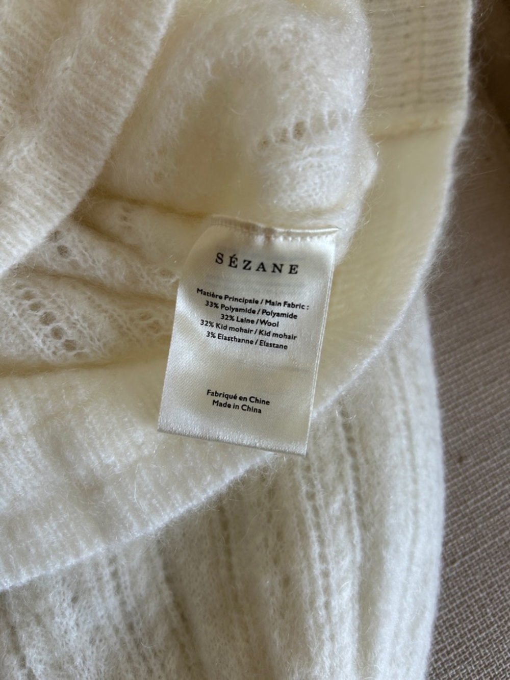 ⚡️Flash Sale⚡️Sezane Cristina Jumper Ecru Ivory White Sweater French Mohair XS - Picture 8 of 9